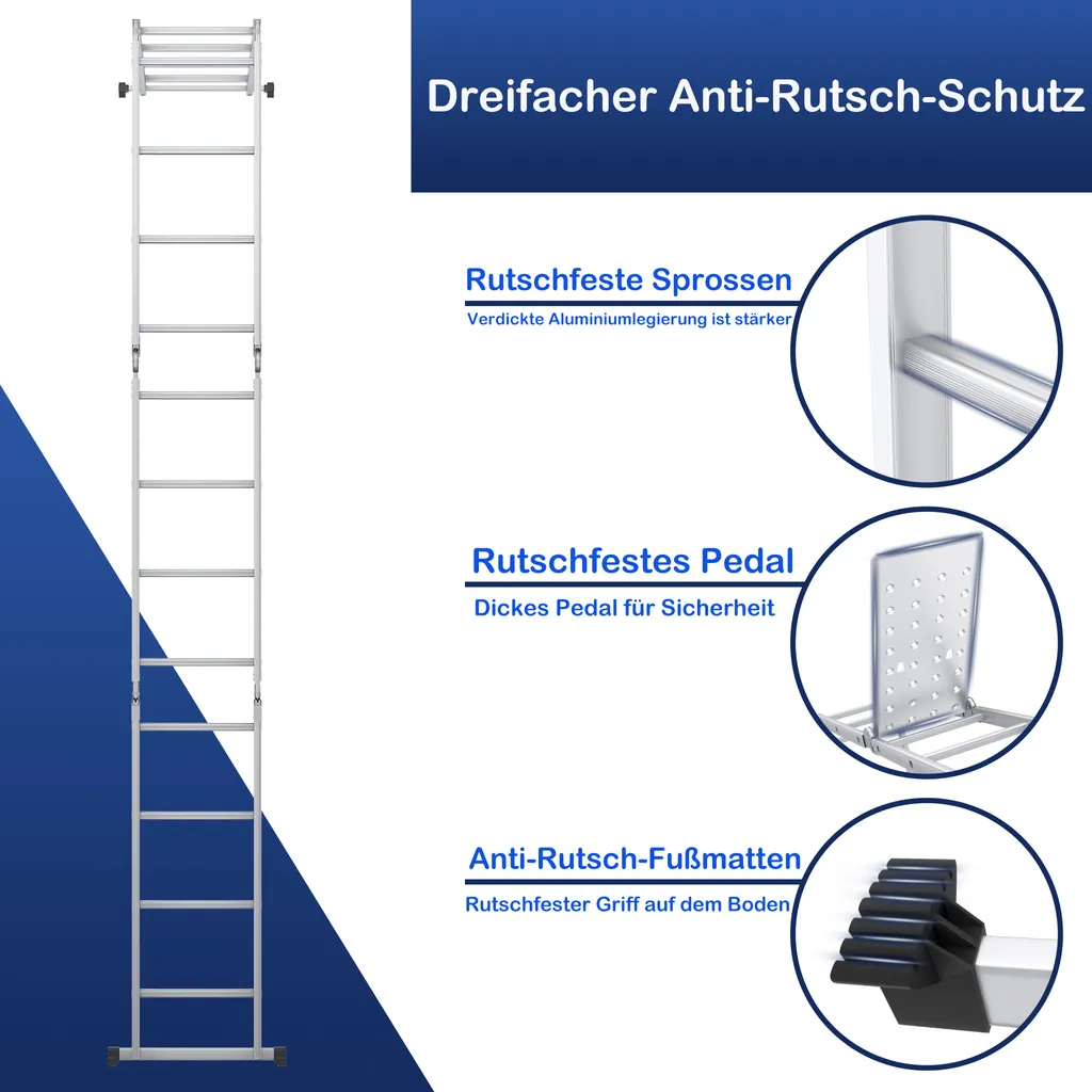 VA-Cerulean Échelle Polyvalente 3,4m en Aluminium avec Plateforme 150kg