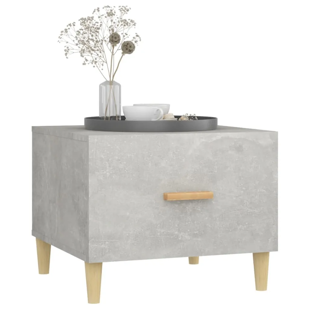 Table basse carrée aspect béton 50x50x40 cm, bois composite robuste