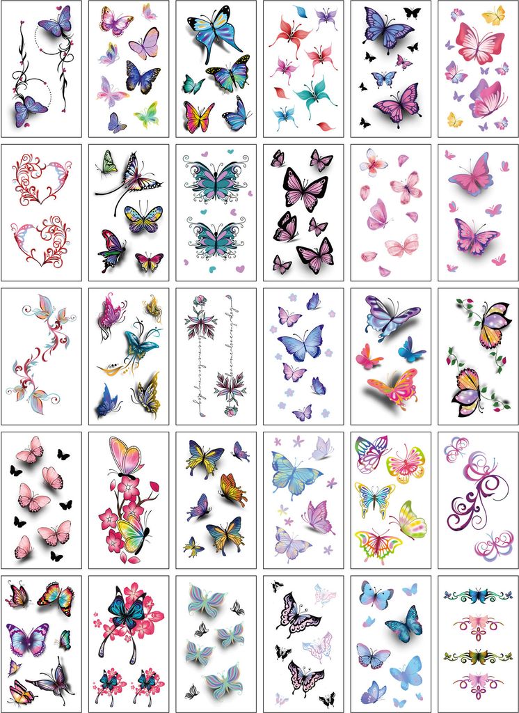 INF Schicke temporäre Tattoos: 30 einzigartige kleine Tattoo-Aufkleber Set