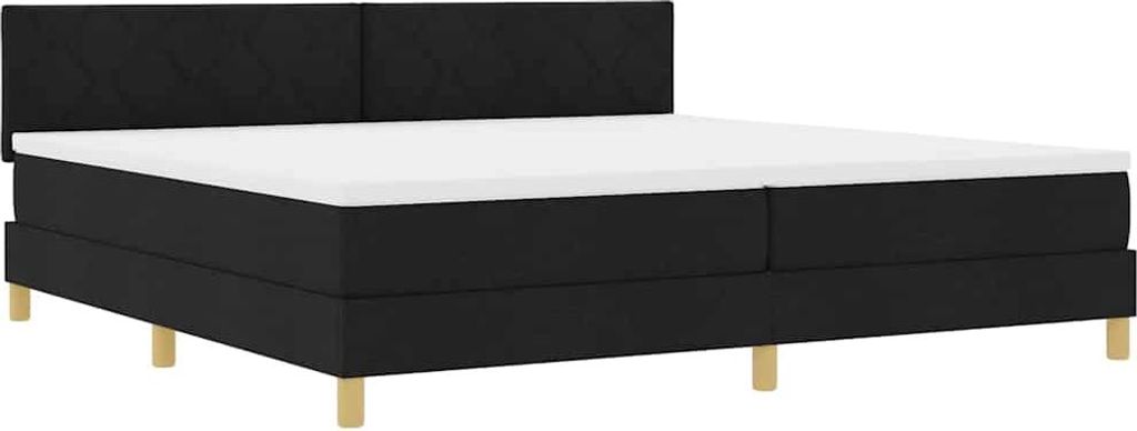 vidaXL LED Boxspringbett mit Kopfteil Schwarz 200 x 200 cm Stoff