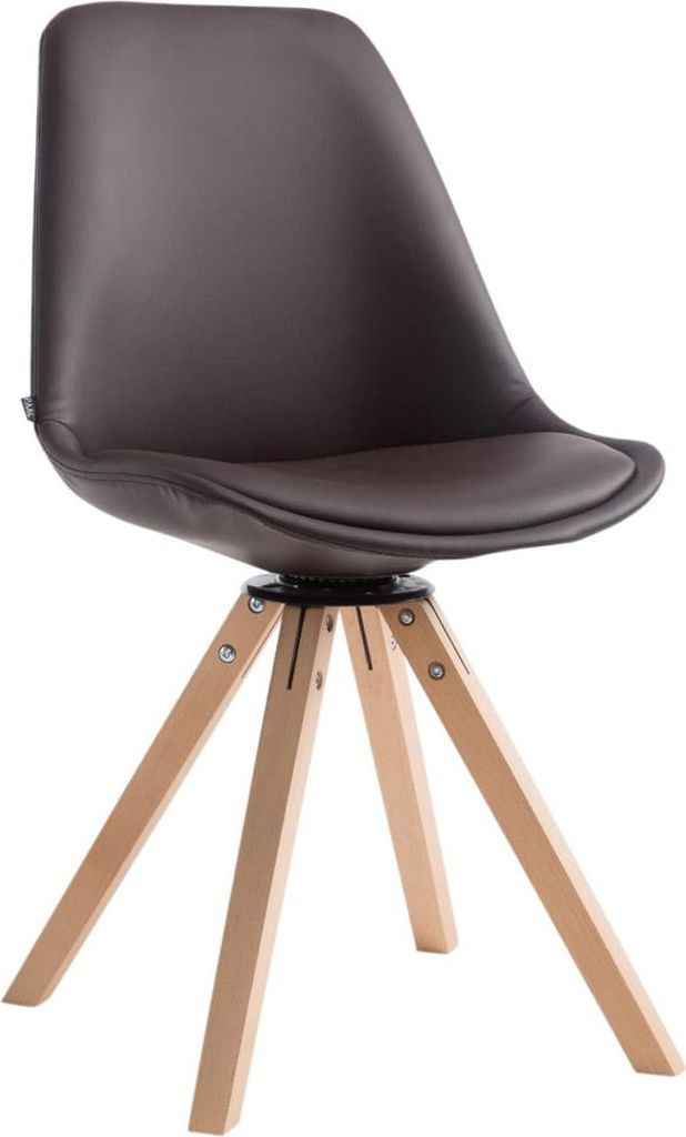Drehbarer Besucherstuhl – Besprechungsstuhl – Exklusiver Look, Kunstleder & Holz | Kleidungsfarbe: Naturfarbe: Braun