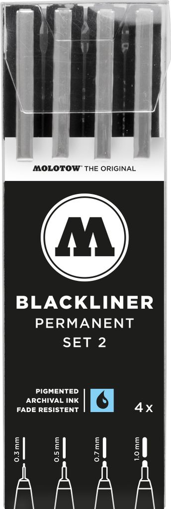 Molotow BLACKLINER Permanent Set 2 4er Etui, Strichstärken Produktbild 