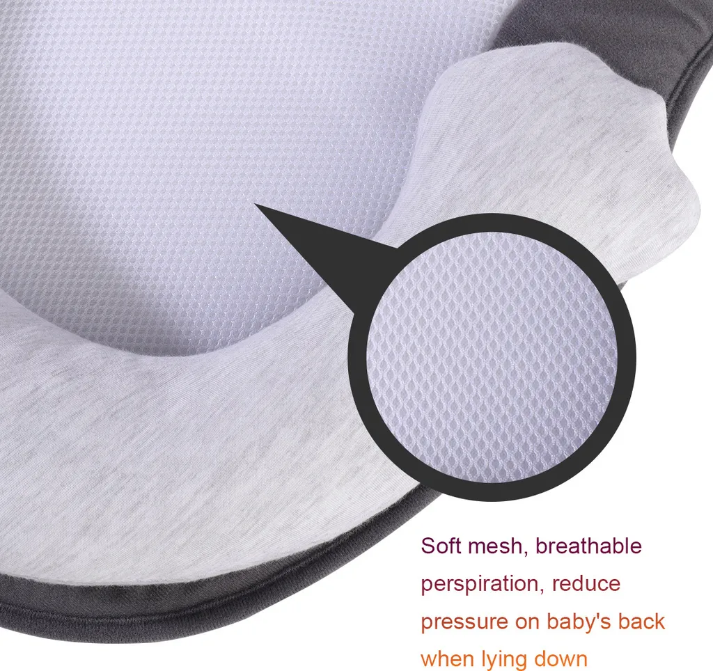 Coussin de positionnement bébé gris : fini les risques de tête plate - 4