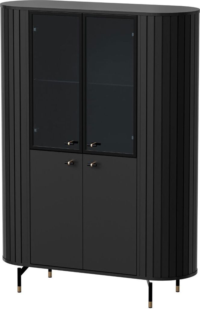 Vitrine Zama Glasvitrine 112x40x155cm 4-türig Ausführung wählbar,schwarz,ohne Beleuchtung