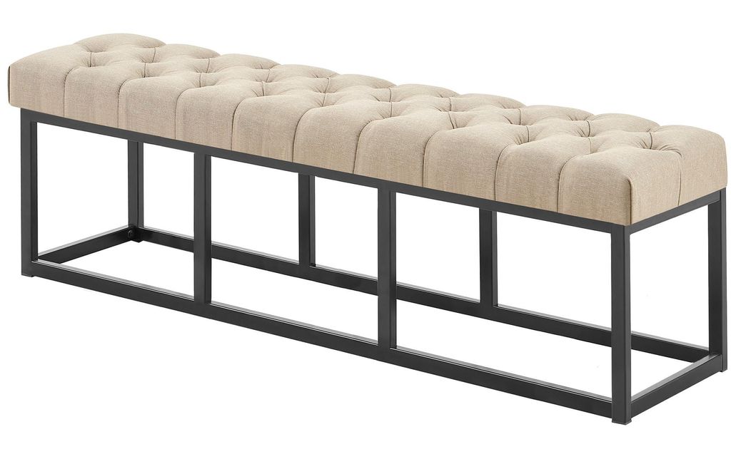 CLP Sitzbank Amun Stoff mit schwarzem Metallgestell taupe Größe 150 cm