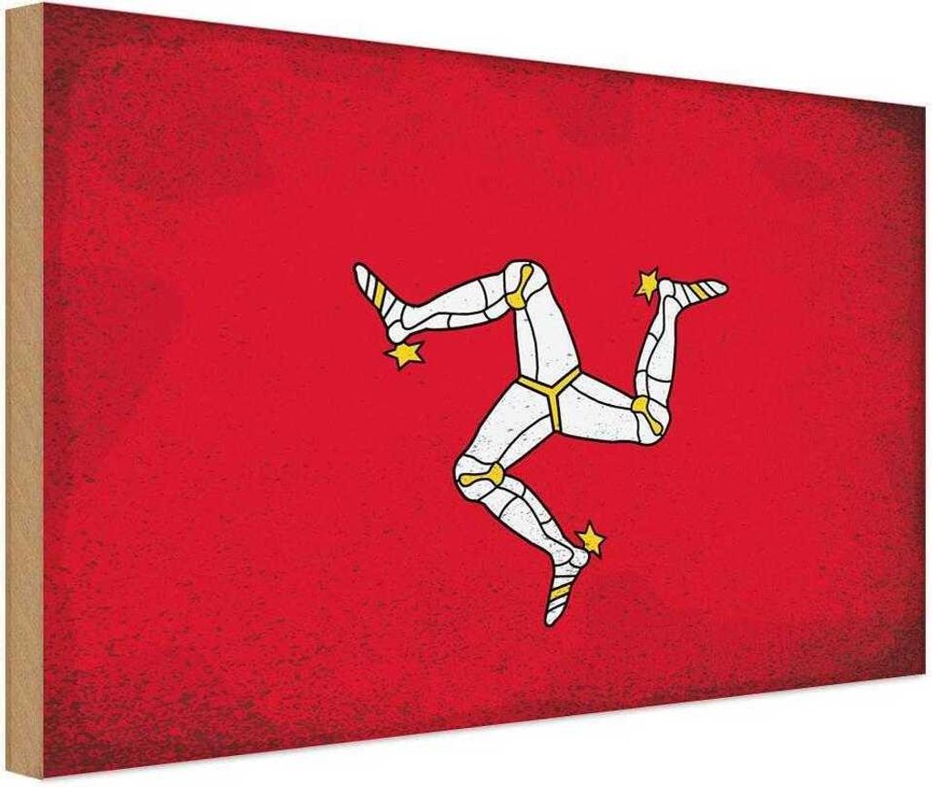 vianmo Holzschild 12x18 cm Isle of Wappen Man Vintage Flagge Fahne