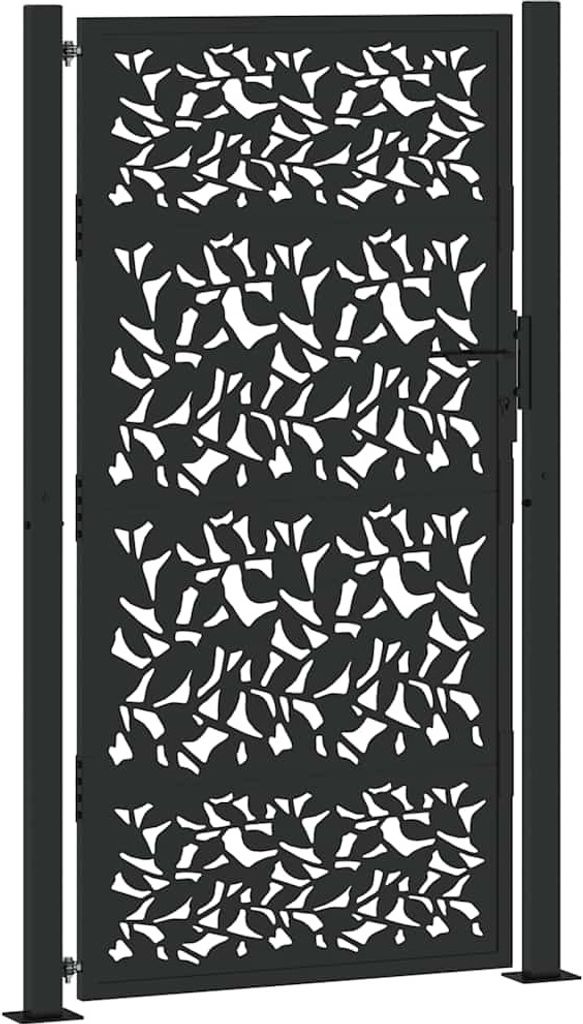Gartentor Schwarz 100x175 cm Stahlblatt-Design