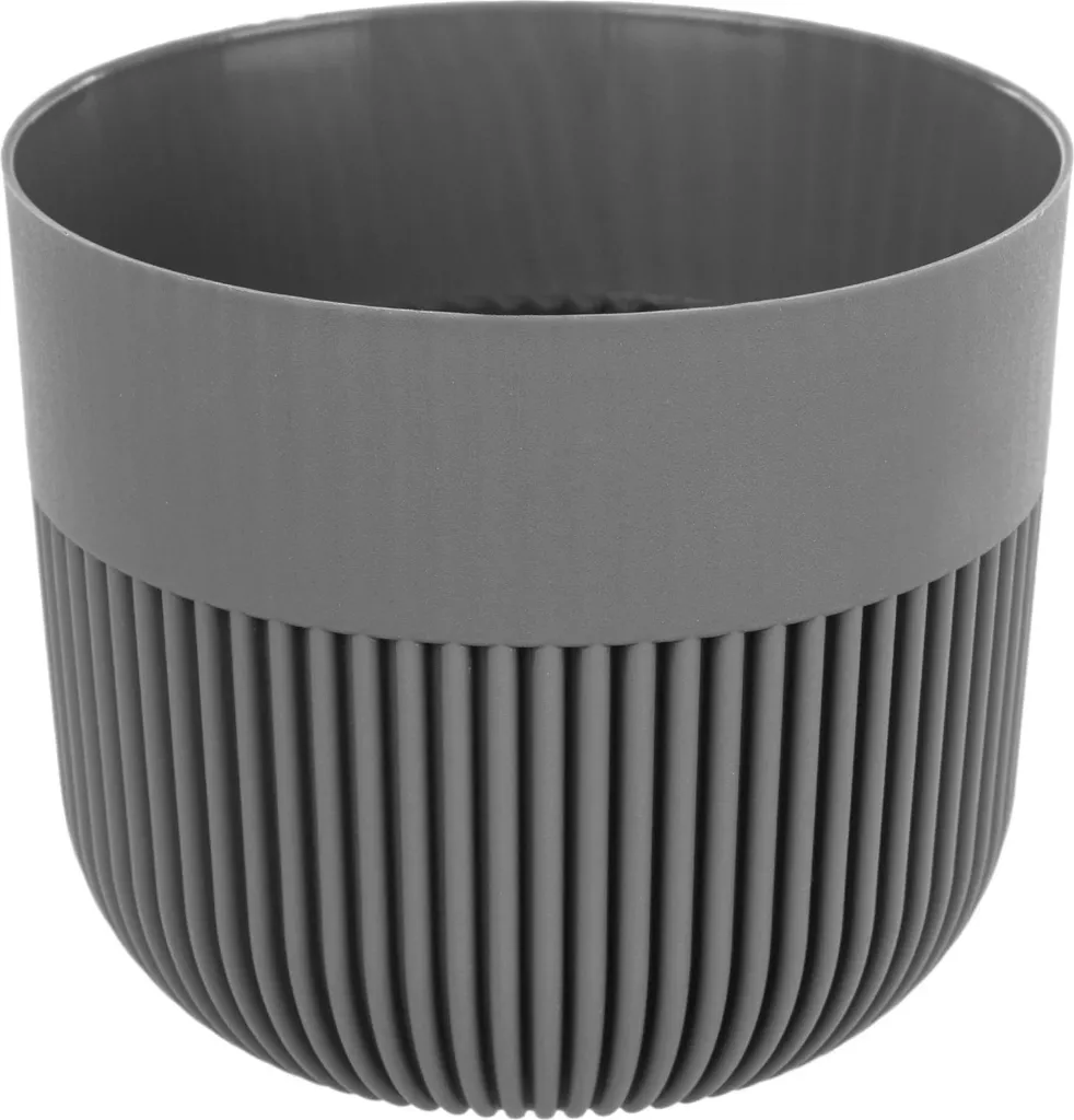 Pot de plantation Ornon en plastique design gris foncé diam 11 cm