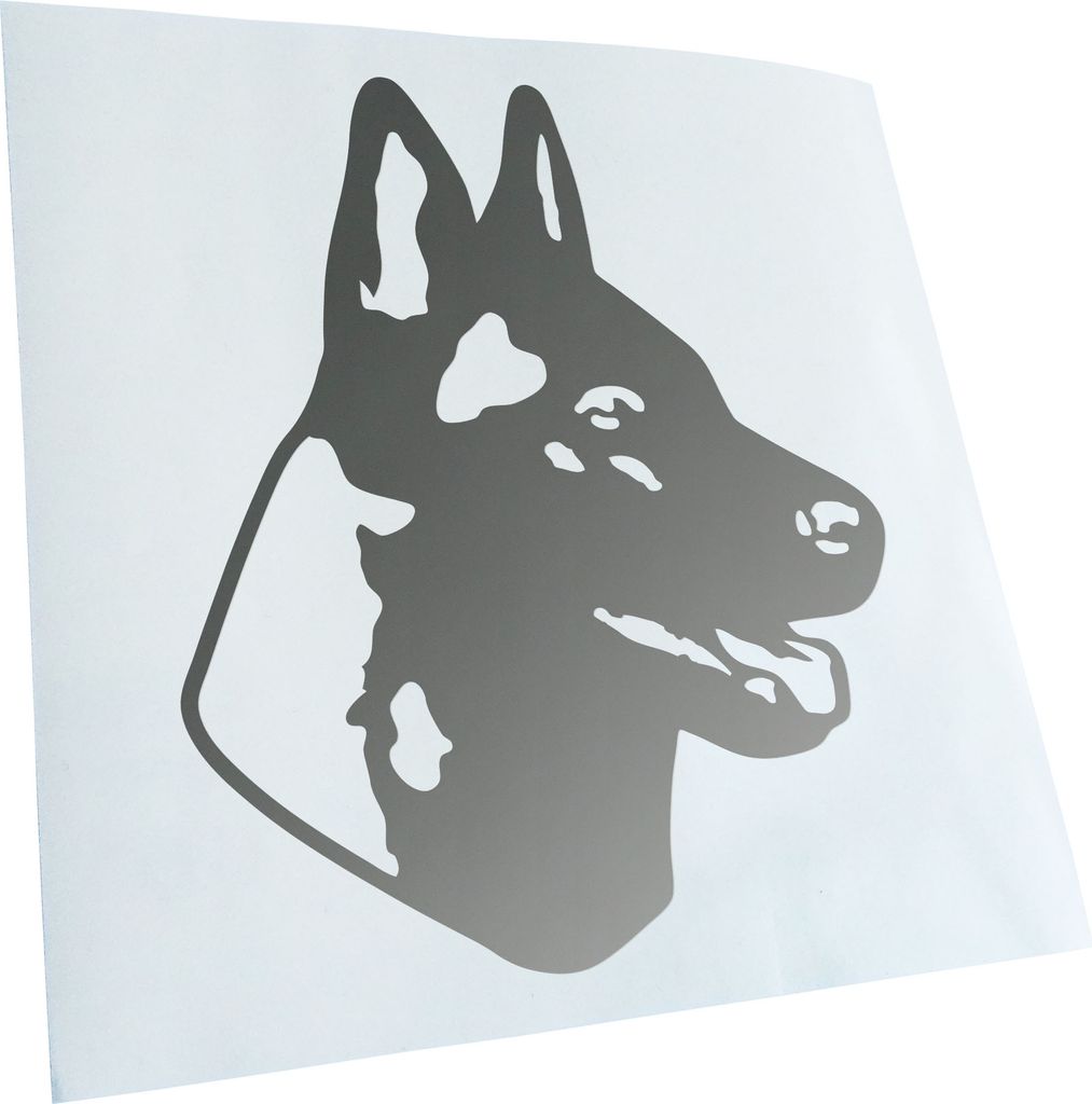Kiwistar - Autoaufkleber - Belgian Malinois Hund - Silber - 40x33cm - Aufkleber für Auto, Laptop, Fahrrad, LKW, Motorrad mehrfarbig JDM Decal Racing