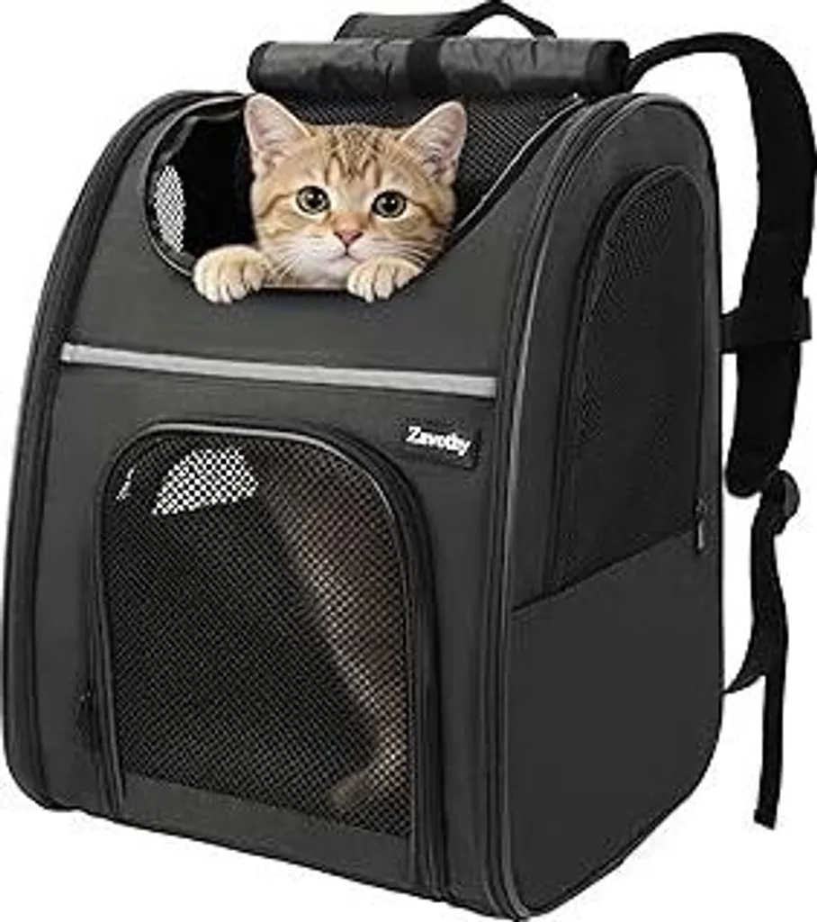 Zaino Traspirante Zavothy per Gatti e Cani | Comfort Imbottito Nero 8kg