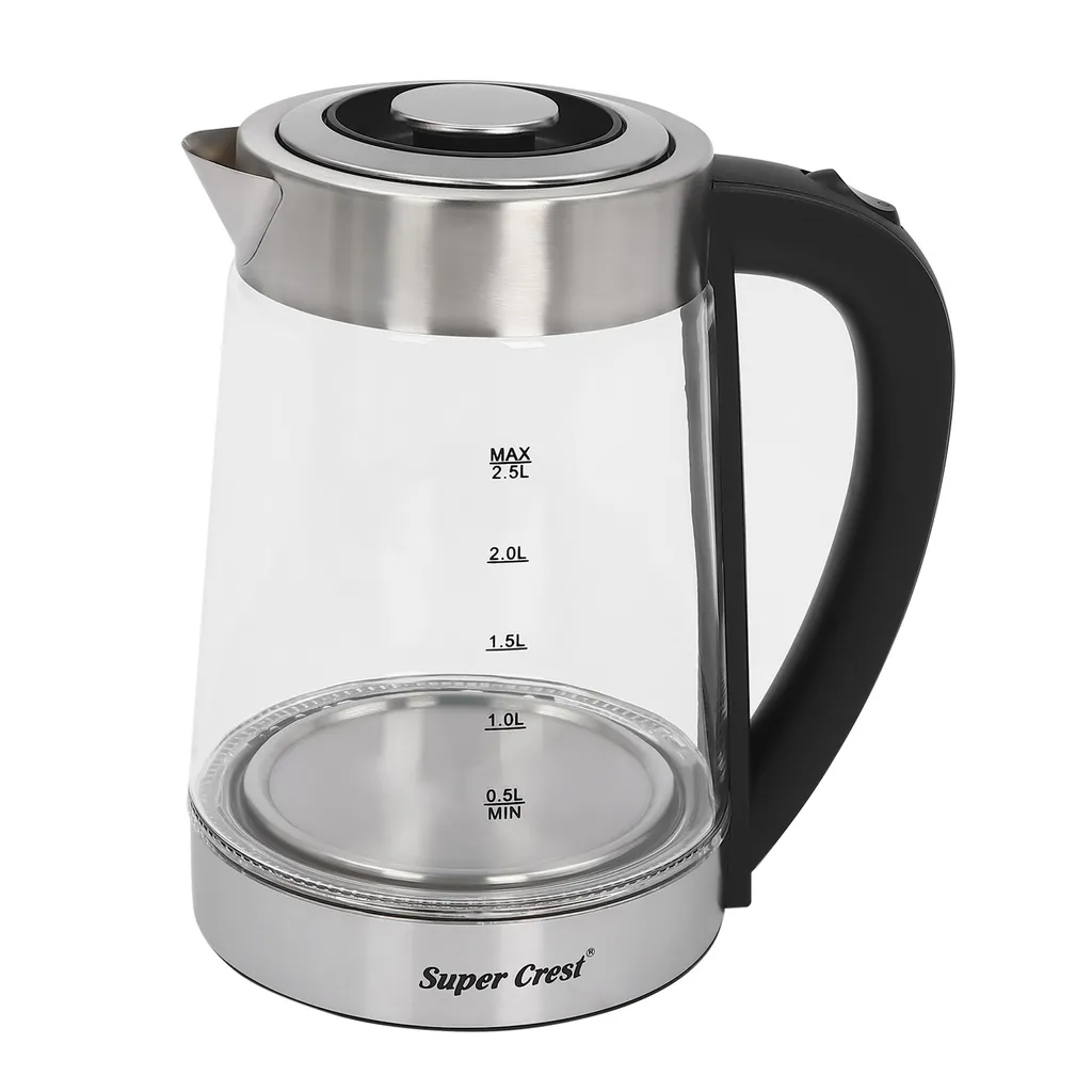 Bouilloire en acier inoxydable et verre avec affichage LCD précis