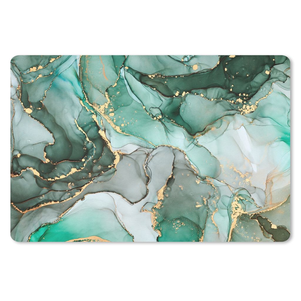 MuchoWow Mauspad Mousepad Gold - Marmor - Grün - Luxus - Marmoroptik - Grau 27x18 cm - Mousepads - Maus Mat - Pad - Mausunterlage - Büroartikel...