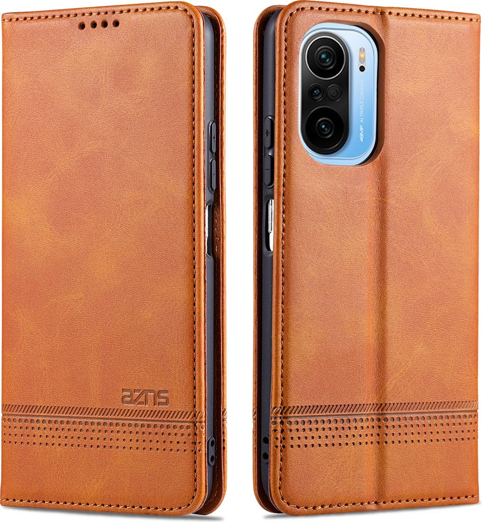 LaimTop LederHülle für Xiaomi Poco F3, Klapphüllen Brieftasche Magnetverschluss Ständer Schutzhülle für Xiaomi Poco F3 Braun
