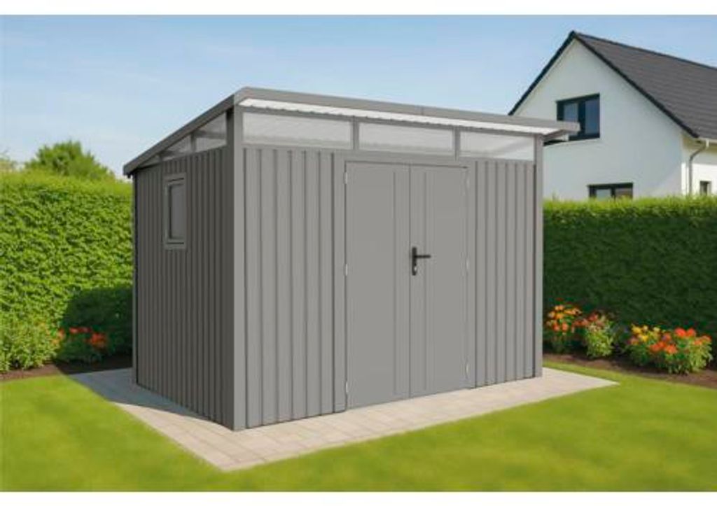 Gartenhaus Konsta Fusio M 289 x 253 cm grau-aluminium