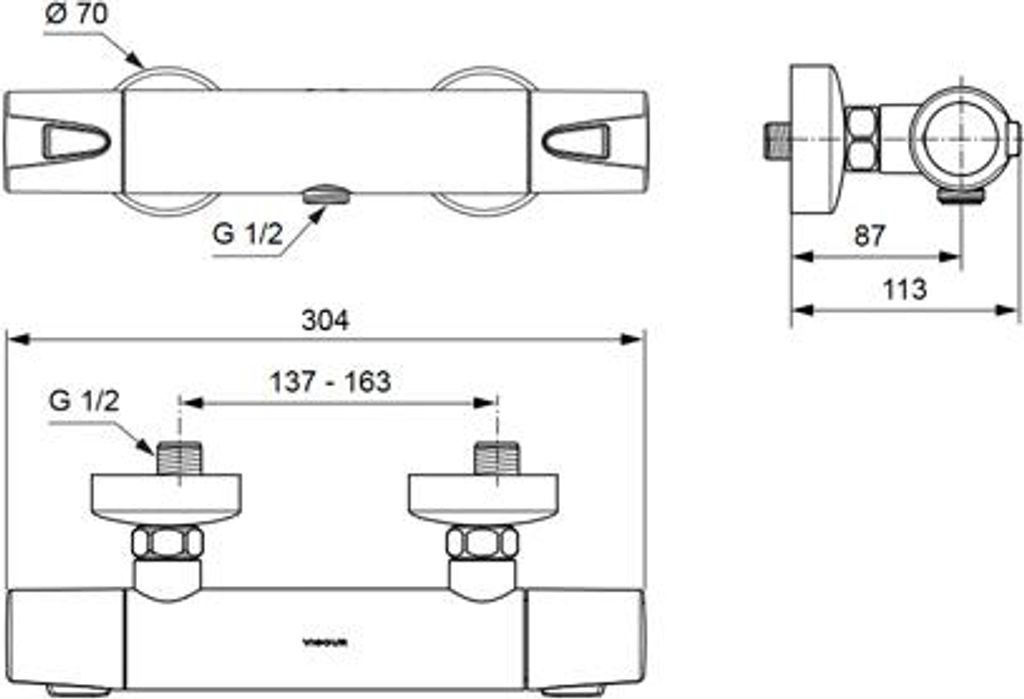 VIGOUR AP-Brause-Thermostat clivia verchromt