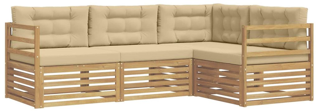 vidaXL Outdoor-Sofagarnitur 4 pcs Weiß und Beige 245,5 x 166,5 x 73 cm