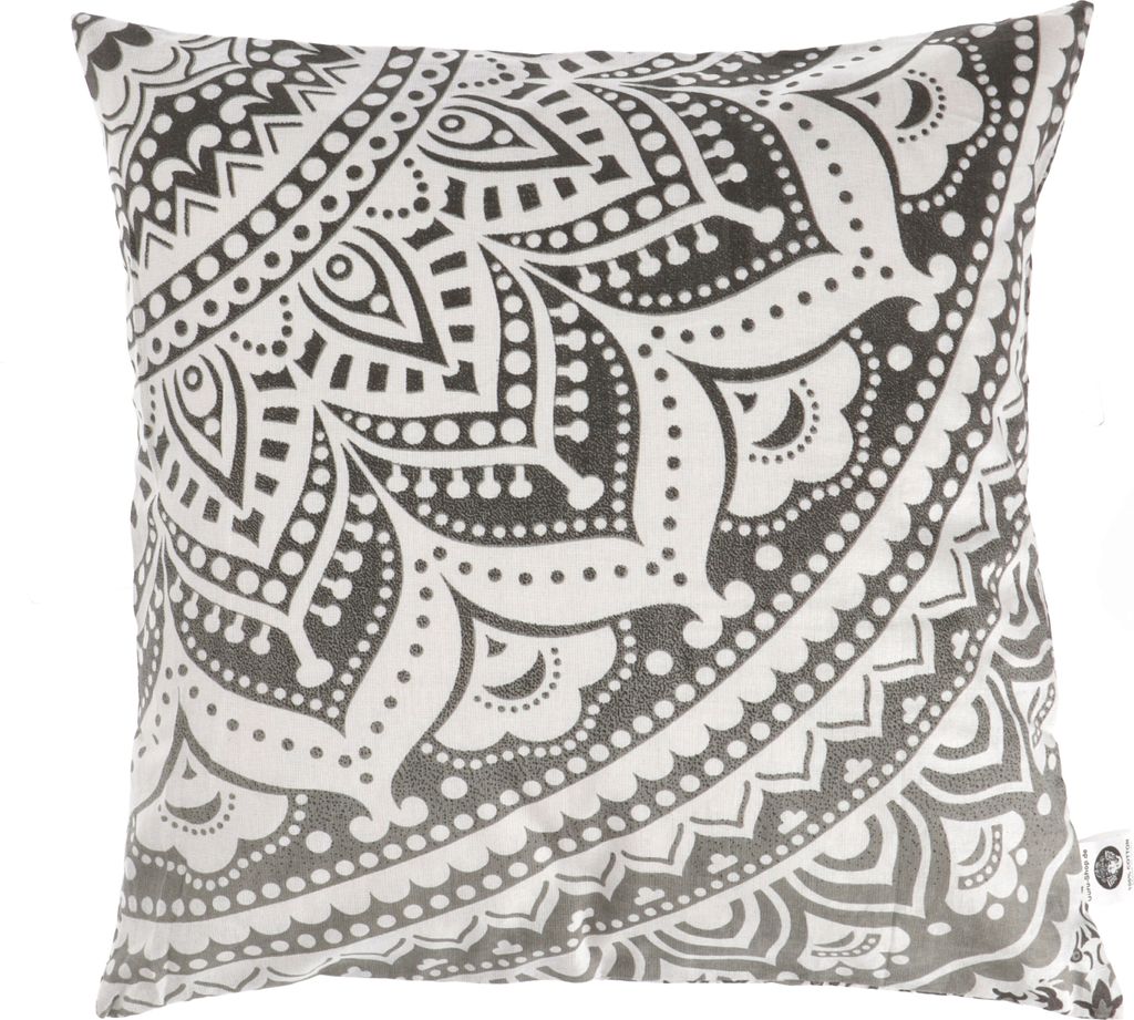 Mandala Kissenhülle, Bedruckte Boho Kissenhülle - Grau, Baumwolle, 40*40*0,5 cm, Zierkissen, Dekokissen, Sofakissen