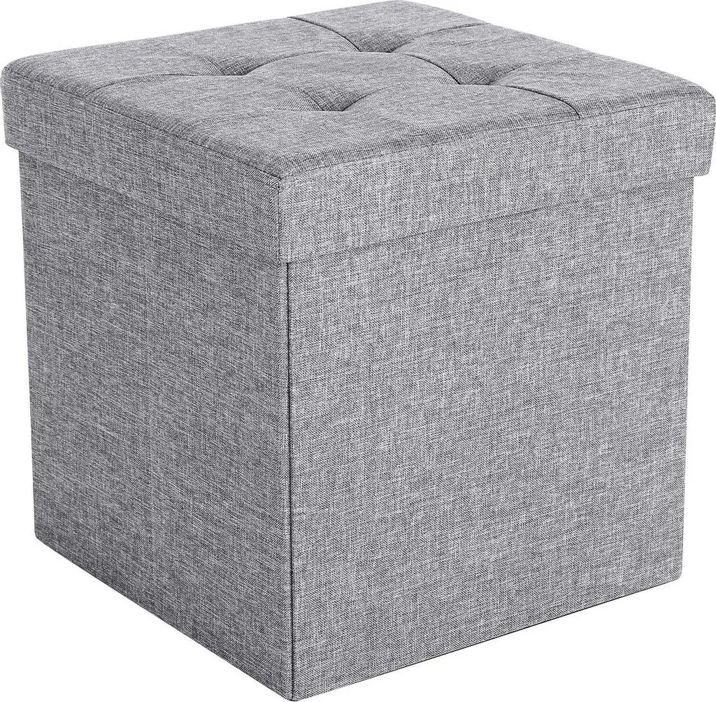Siège d'appoint pouf carré gris clair moucheté pour salon contemporain