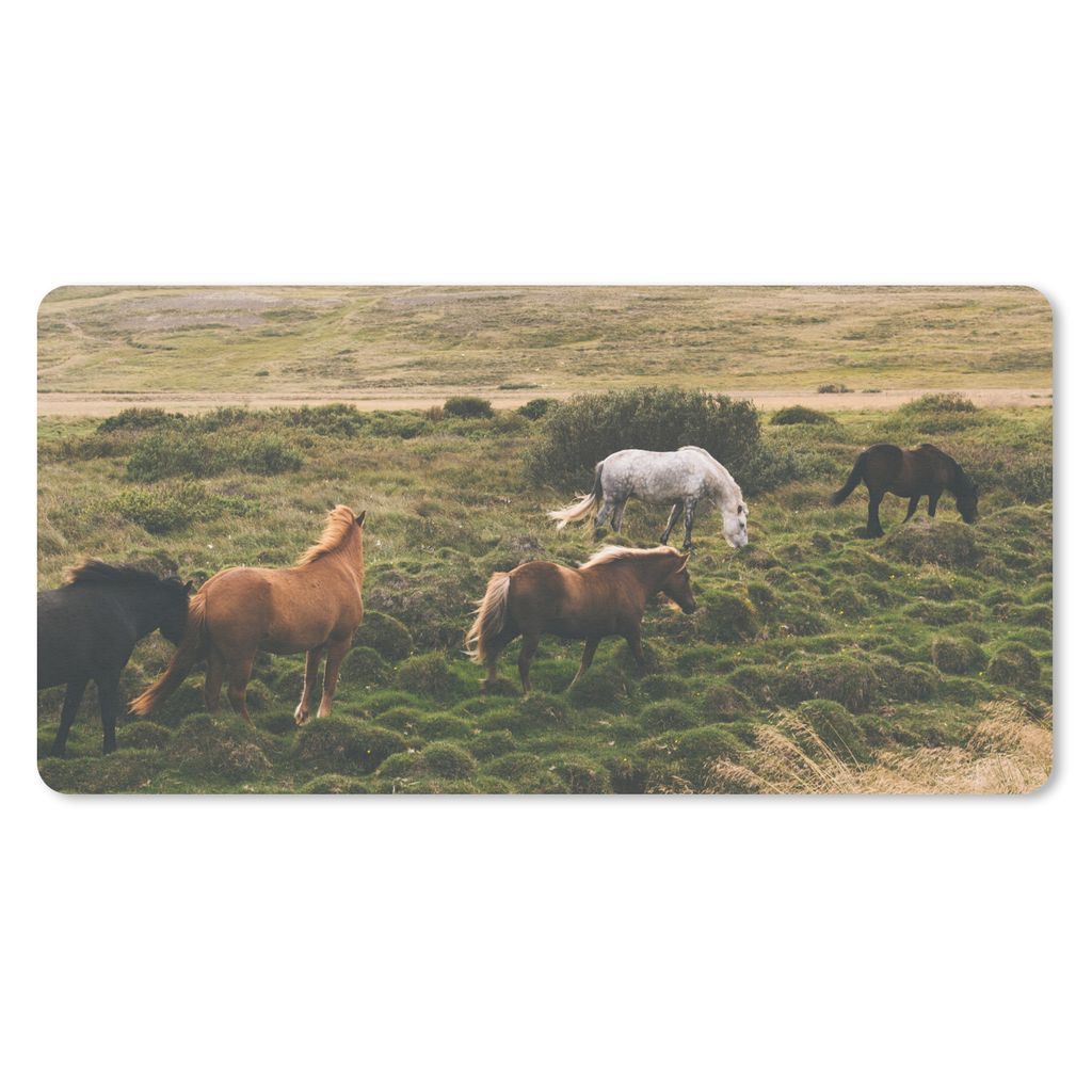 MuchoWow Mauspad Mousepad Pferde - Gras - Island 60x30 cm - Mousepads - Maus Mat - Pad - Mausunterlage - Nachhaltig