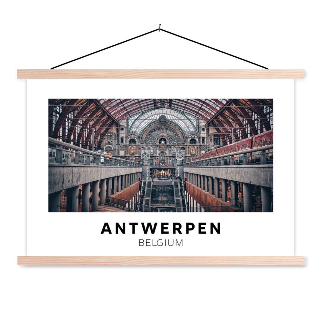 MuchoWow Textilposter Antwerpen - Belgien - Architektur 60x40 cm mit holzfarbenen Rahmen - Bilder