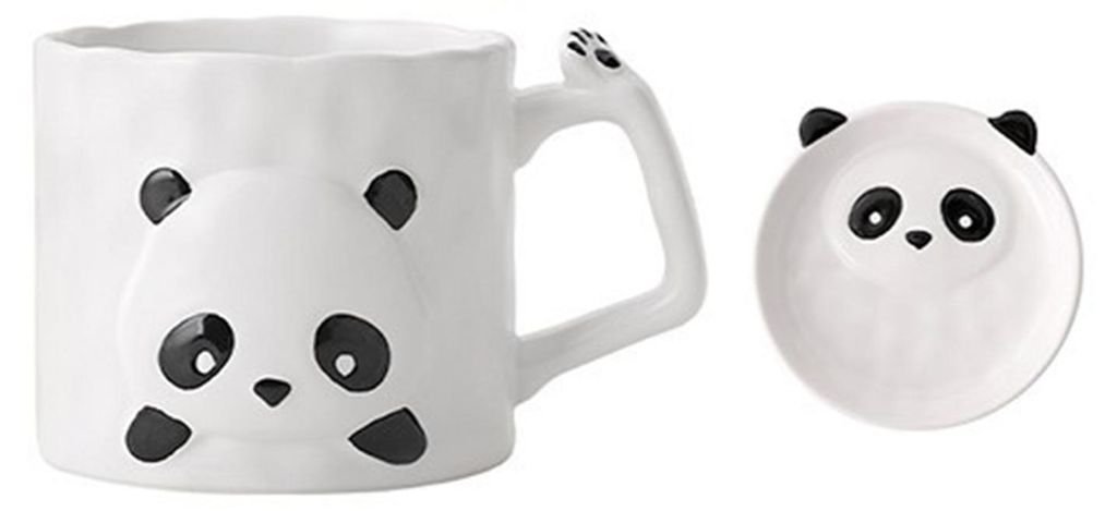 390 ml Keramikbecher, Panda-Form, großes Fassungsvermögen, hitzebeständig, mit chinesischen Elementen, ideal fürs Büro.