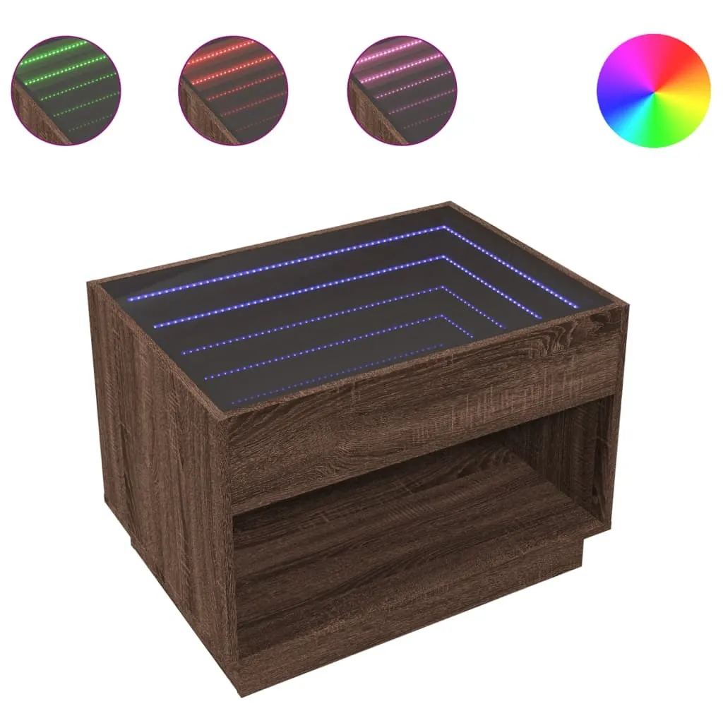 Tavolino di Lusso SYFAX™ LED Infinity Rovere Marrone 70cm - Chic