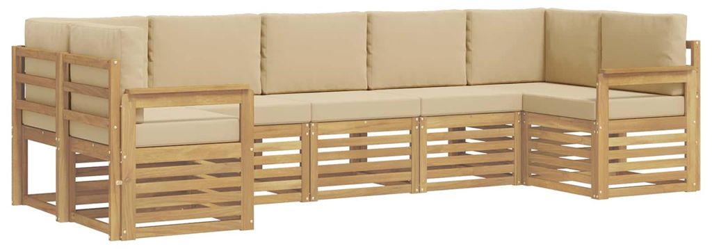 vidaXL Outdoor-Sofagarnitur 6 pcs Weiß und Beige 304 x 128,5 x 73 cm
