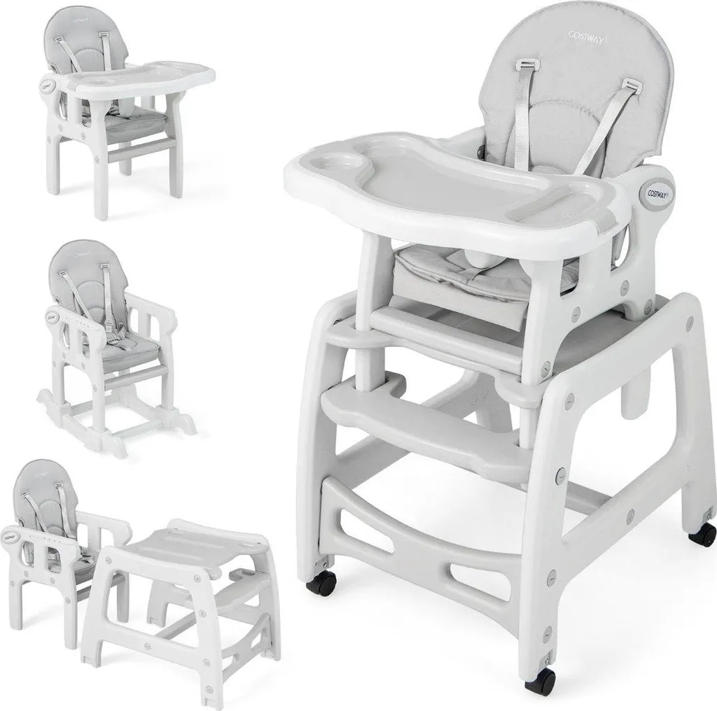 Seggiolone Pappa 3 in 1 Grigio Evolutivo | Sedia da Pranzo Moderna