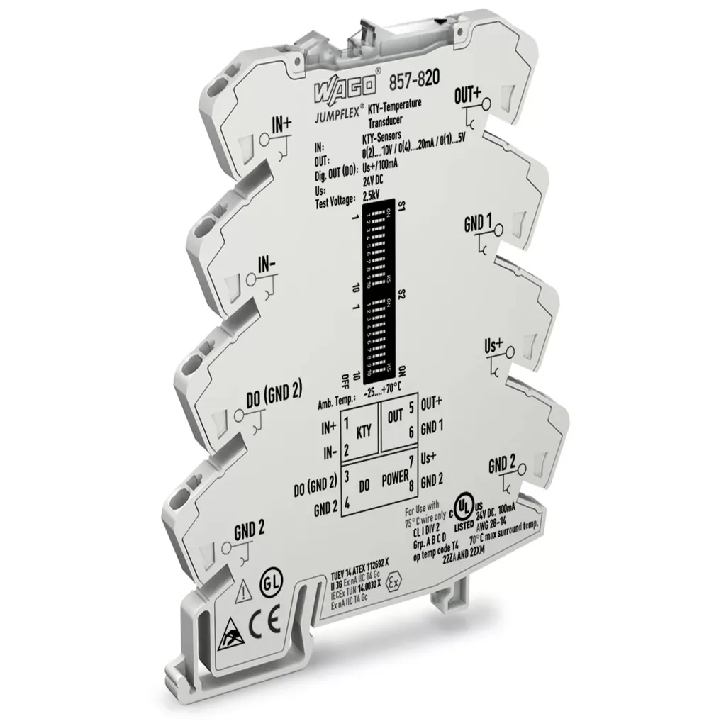 Convertisseur de mesure KTY WAGO 857-820 élimine les bruits de signal
