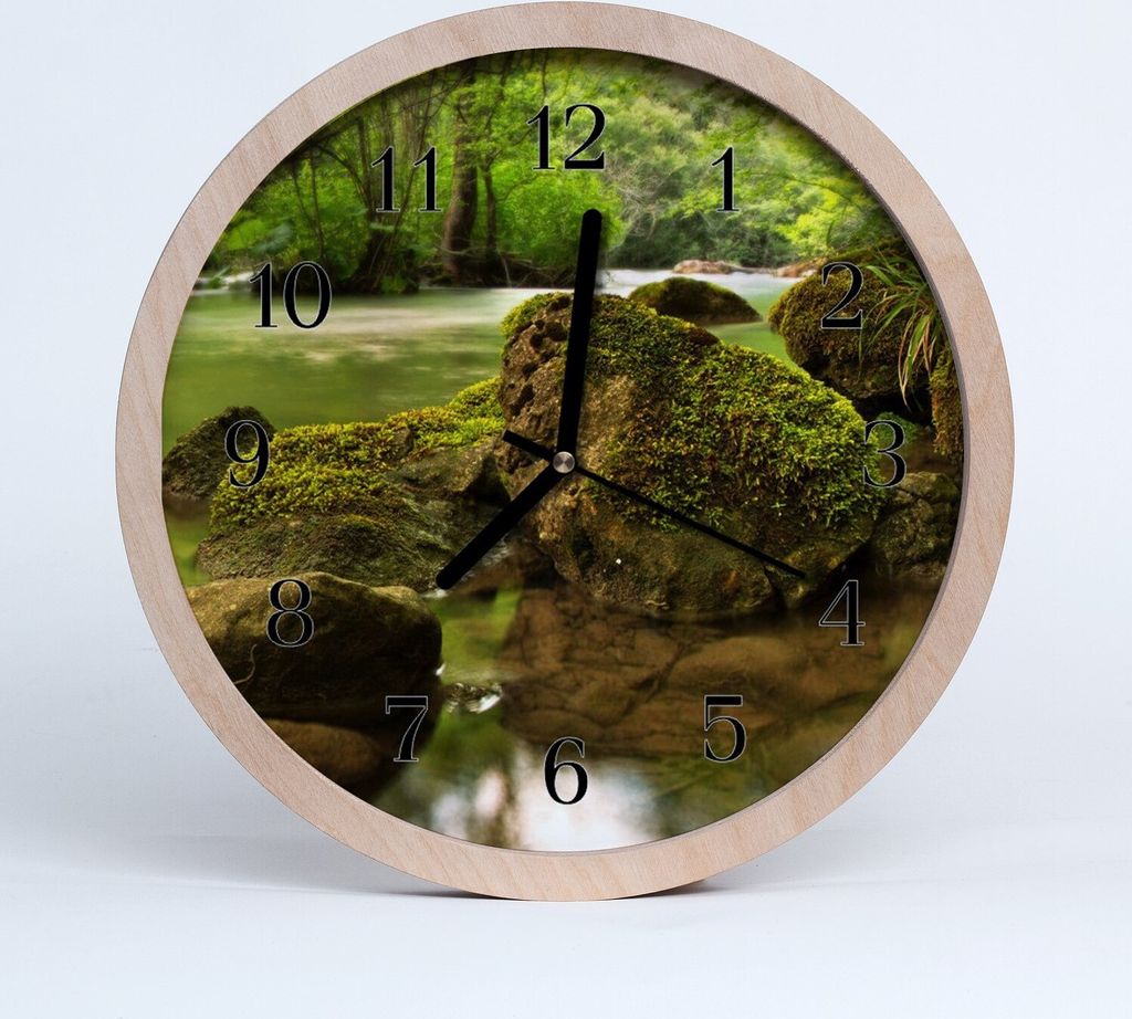 Holzuhr 30fi cm wanduhr - Flusslandschaft
