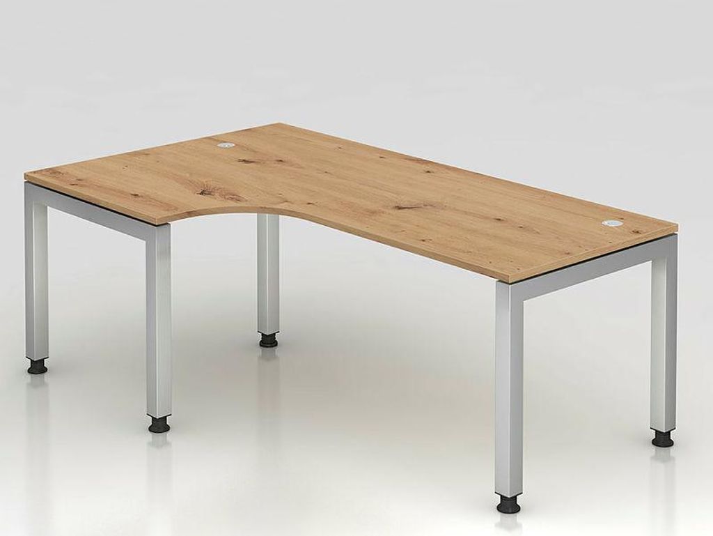 Büro Schreibtisch 200x120 cm Winkelform Modell JS82 stufenlos höheneinstellbar R = Asteiche