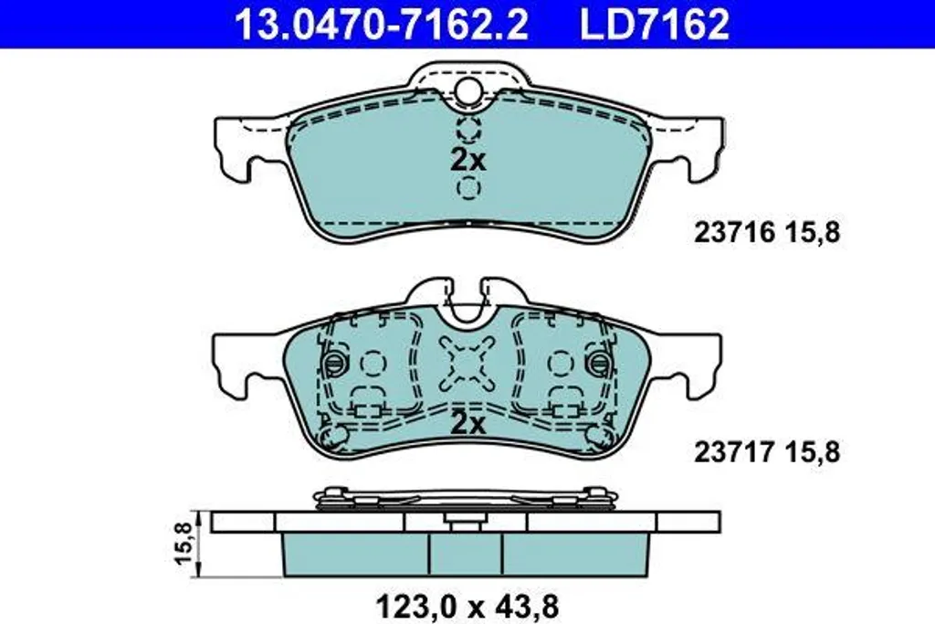 ATE 13.0470-7162.2 Jeu de Plaquettes de Frein Arrière pour Mini Cooper