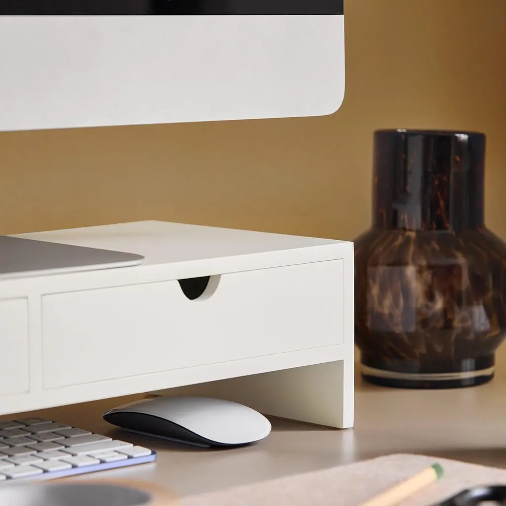 Organiseur de Bureau et Support Écran Blanc pour Posture Ergonomique PC - 5