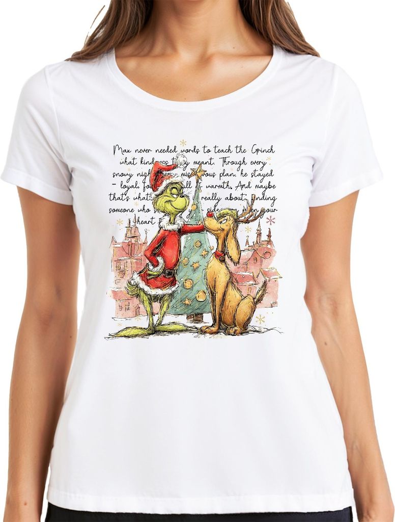 Grinch Max Christmas Santa Rudolph Hund Weihnachten Geschenk Damen T-Shirt, Weiß, XXL