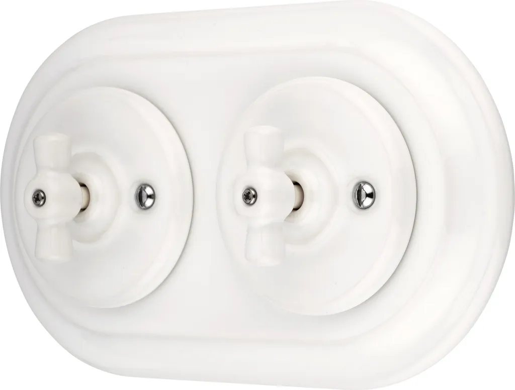 Interrupteur encastré porcelaine Retro Rotary blanc SET série PR1 double
