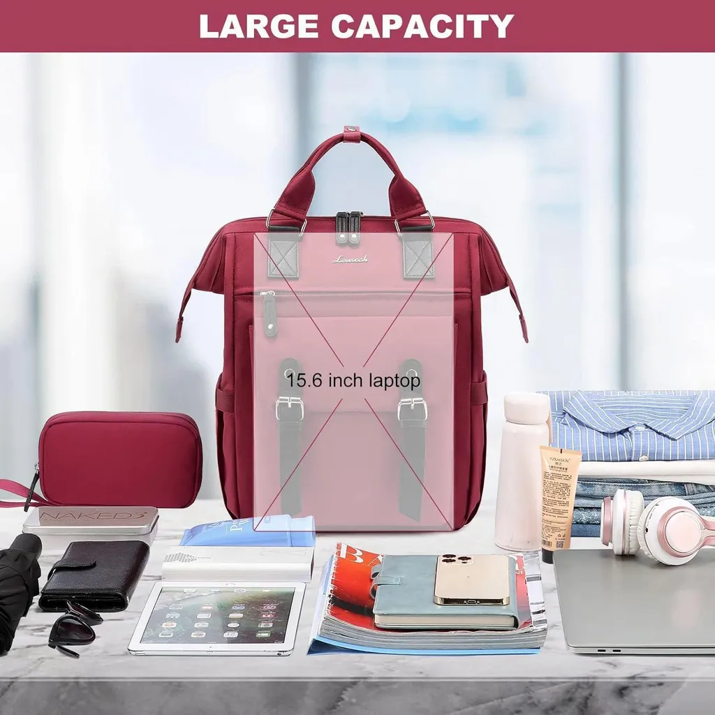 Zaino Donna 15.6 Pollici Rosso LOVEVOOK Lavoro e Business - 3