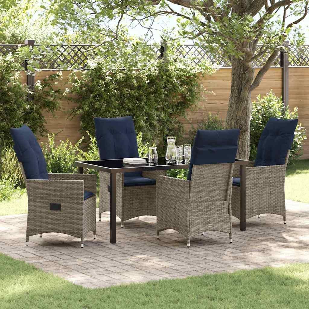Maison Exclusive - Tisch- und Stuhlset mit Kissen 5 pcs Grau PE-Rattan
