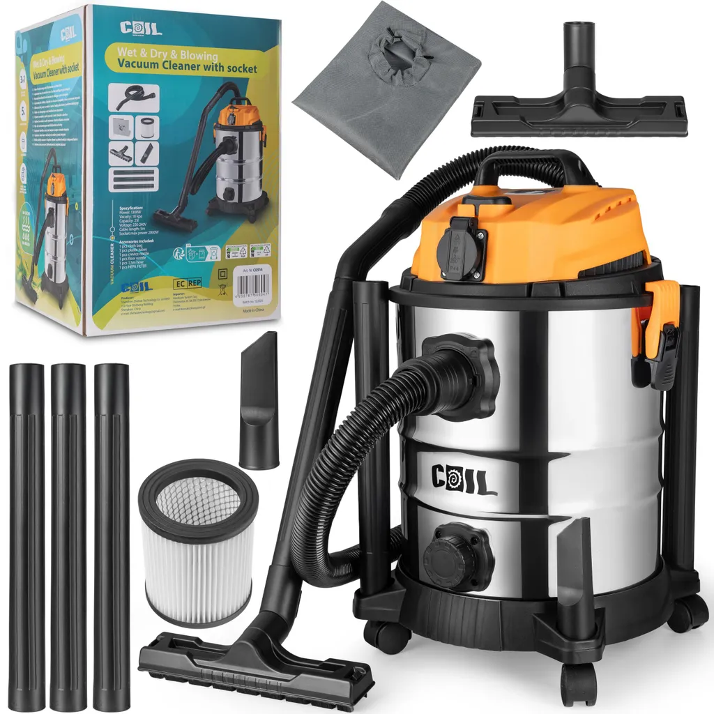 Aspirateur industriel COIL Profi 1300W sans sac 25L déchet sec et humide