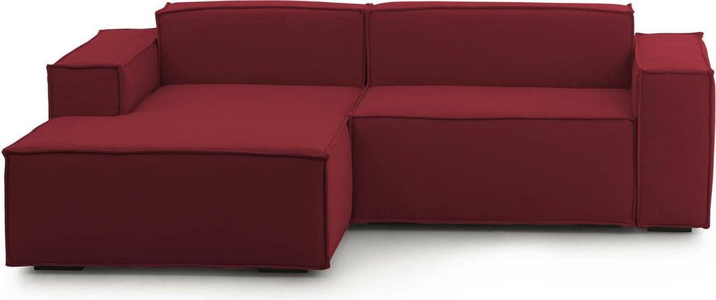 Festes Sofa Daniela, Großes modulares 2-Sitzer-Sofa mit linker Halbinsel, 100% Italy, Modernes Sofa aus Stoff, Cm 240x170h70, Rot