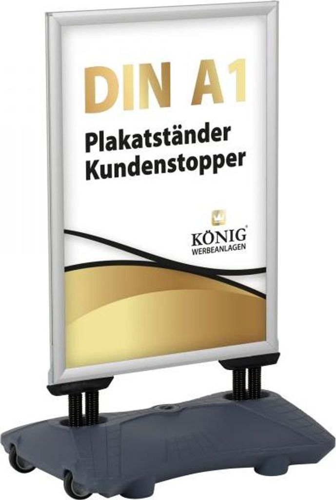 Wind- und Wetterfester A1 Kundenstopper silber Plakatständer Outdoor beidseitig Keitum Wind Line Plus silber Gehwegaufsteller Werbetafel