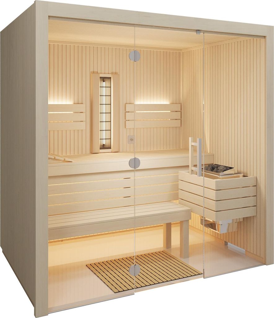 Infraworld Gracil Complete Multifunktionssauna mit Infrarotstrahler in Espe 210x140x210cm
