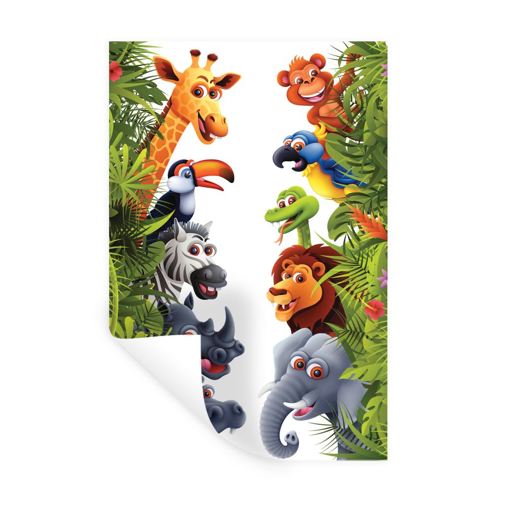 MuchoWow Wandtattoo Wandsticker Wandaufkleber Dschungel - Tiere - Jungen - Mädchen - Giraffe - Elefant - Kinder 80x120 cm Selbstklebend und Repo...