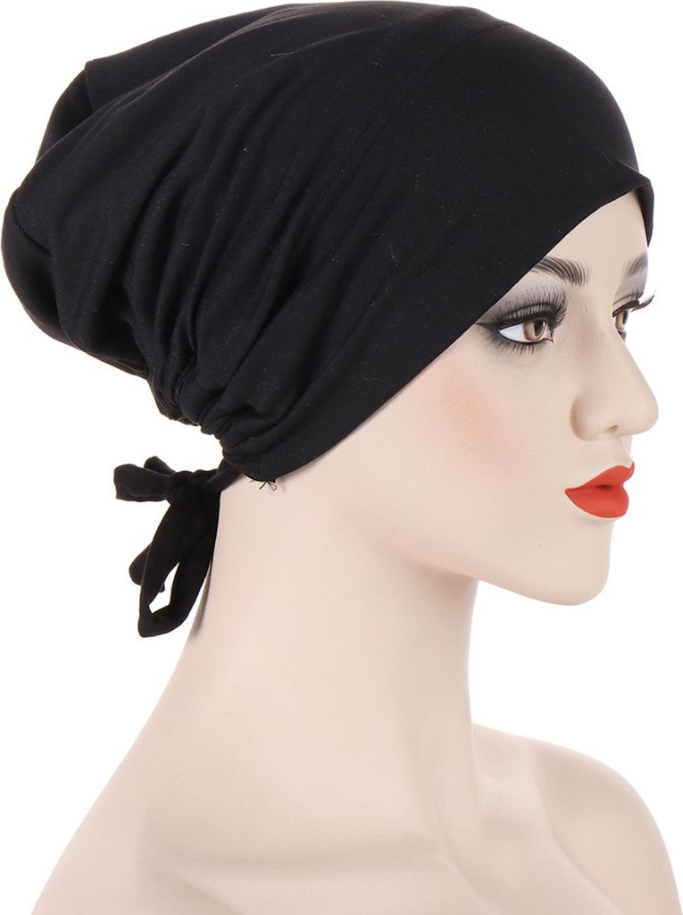 Turban-Mütze für Damen, vorgebunden, mit Kordelzug, Wickel-Kopftuch, Schlaf-Haarabdeckung, Totenkopf-Kappe, Chemo-Krebs-Kopfbedeckung