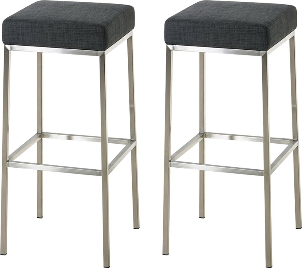 2er Set Barhocker HLO-CP41 80 Stoff edelstahl dunkelgrau