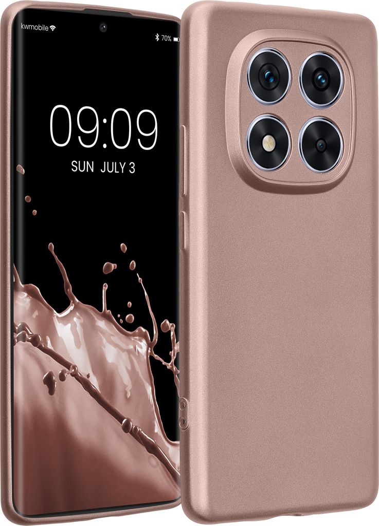 kwmobile Handyhülle kompatibel mit Xiaomi Redmi Note 14 Pro 5G / Poco X7 Hülle - weiche Silikon Case metallisch schimmernd in Metallic Arctic Berry
