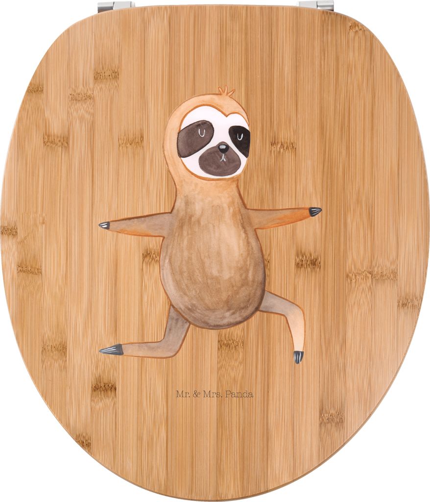 Mr. & Mrs. Panda wc deckel mdf Faultier Yoga - Transparent - Geschenk, Lieblingstier, Deko, Sitz, Meditation, Brille, Toilettenbrille, Klobrille, N...