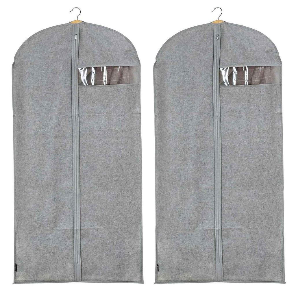 2er Pack Premium Kleidersack 60 x 135 cm Polypropylen Kleiderhülle mit Reißverschluss & Sichtfenster Schutzhülle Kleiderschutz