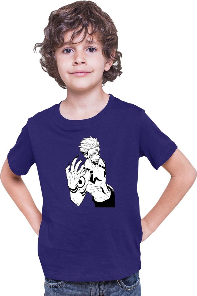 Kinder T-Shirt Japan Anime Manga Jujutsu Anime Manga Kaisen Itadori Sukuna 02, 5-6 Jahr - 116 / Dunkelblau