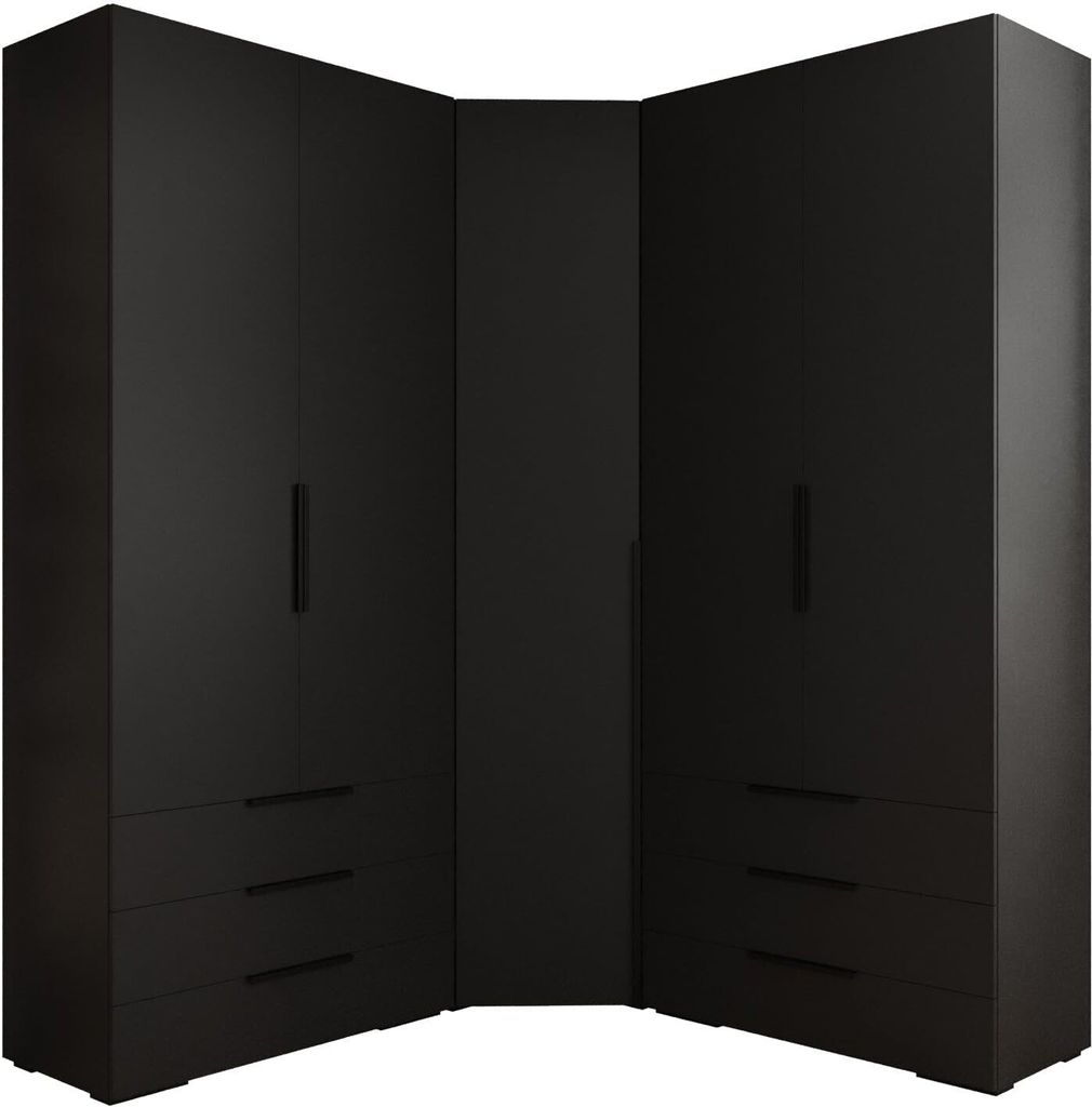 MEBLE KRYSPOL Inova 1 Möbelset Garderobe, 236,7x281,7x47cm - Schwarz, Schwarz