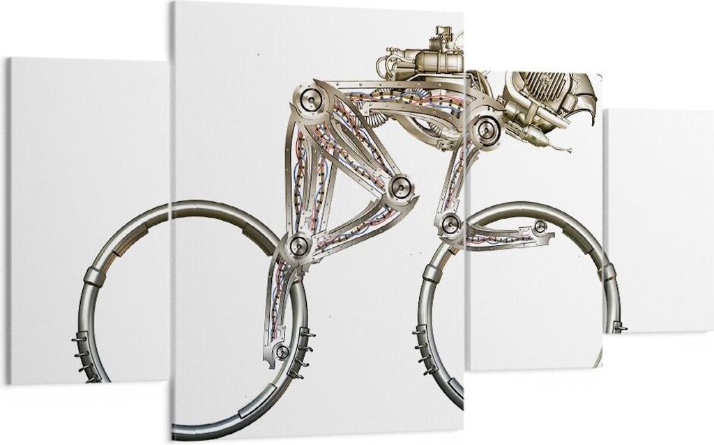 Bild auf Leinwand - Leinwandbild - 4 Teile - Fahrrad Roboter Modern - 160x90cm - Wand Bild - Wanddeko - Wandbilder - Leinwanddruck - Bilder - Wandd...